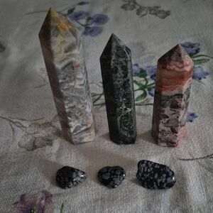 Crazy Lace Agate Kambaba Jasper & Snowflake Obsidian Bundle